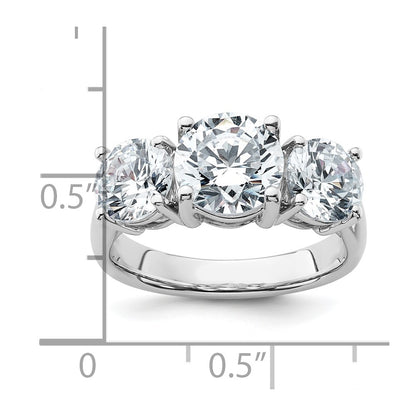 14k White Gold 4 Ct. Certified Lab Grown Diamond VS/SI+ G+ Three Stone Engagement Ring