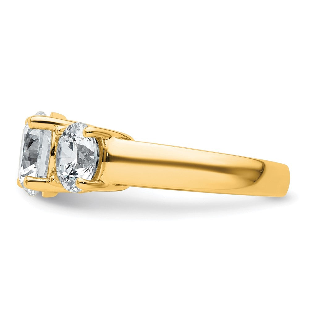 14k Yellow Gold 4 Ct. Certified Lab Grown Diamond VS/SI+ G+ Three Stone Engagement Ring