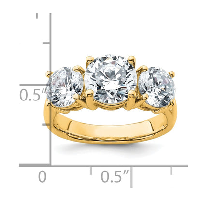 14k Yellow Gold 4 Ct. Lab Grown Diamond VS/SI+ G+ Three Stone Engagement Ring