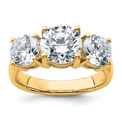 14k Yellow Gold 4 Ct. Certified Lab Grown Diamond VS/SI+ G+ Three Stone Engagement Ring