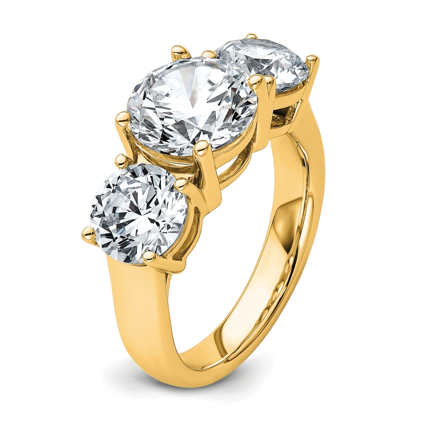 14k Yellow Gold 5 Ct. Lab Grown Diamond VS/SI+ G+ Three Stone Engagement Ring