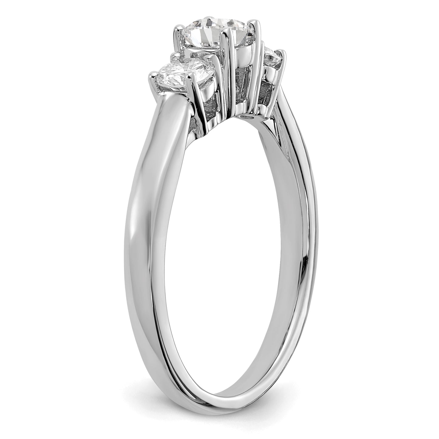 14k White Gold 3/8 Ct. Ct. Lab Grown Diamond VS/SI+ G+ 3/8 Ct. Center Round Three Stone Engagement Ring