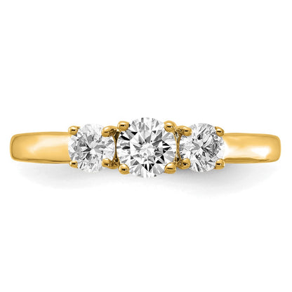 14k Yellow Gold 3/8 Ct. Ct. Lab Grown Diamond VS/SI+ G+ 3/8 Ct. Center Round Three Stone Engagement Ring