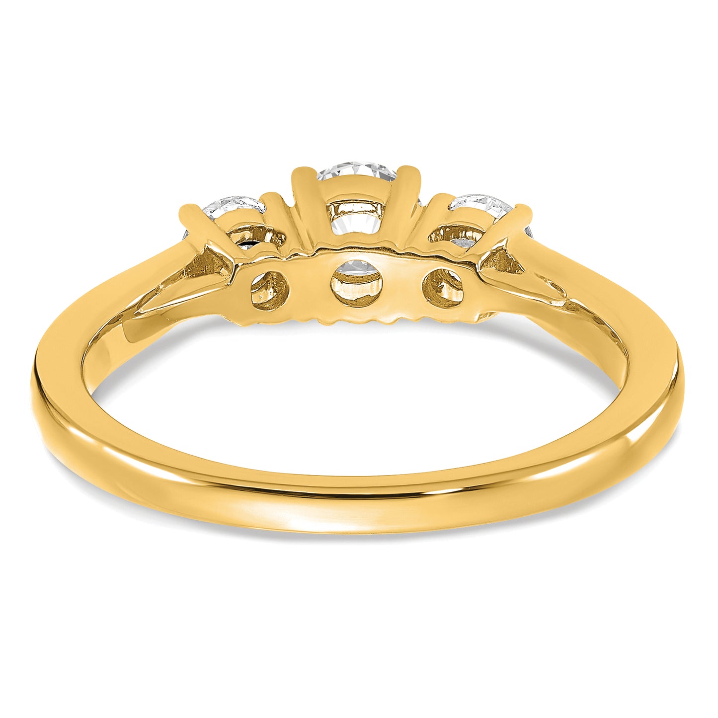 14k Yellow Gold 3/8 Ct. Ct. Lab Grown Diamond VS/SI+ G+ 3/8 Ct. Center Round Three Stone Engagement Ring