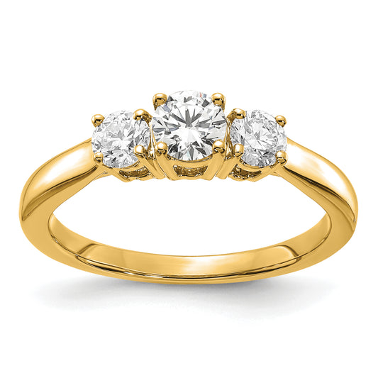 14k Yellow Gold 3/8 Ct. Ct. Lab Grown Diamond VS/SI+ G+ 3/8 Ct. Center Round Three Stone Engagement Ring