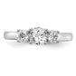 14k White Gold 1/2 Ct. Lab Grown Diamond VS/SI+ G+ 1/2 Ct. Center Round Three Stone Engagement Ring