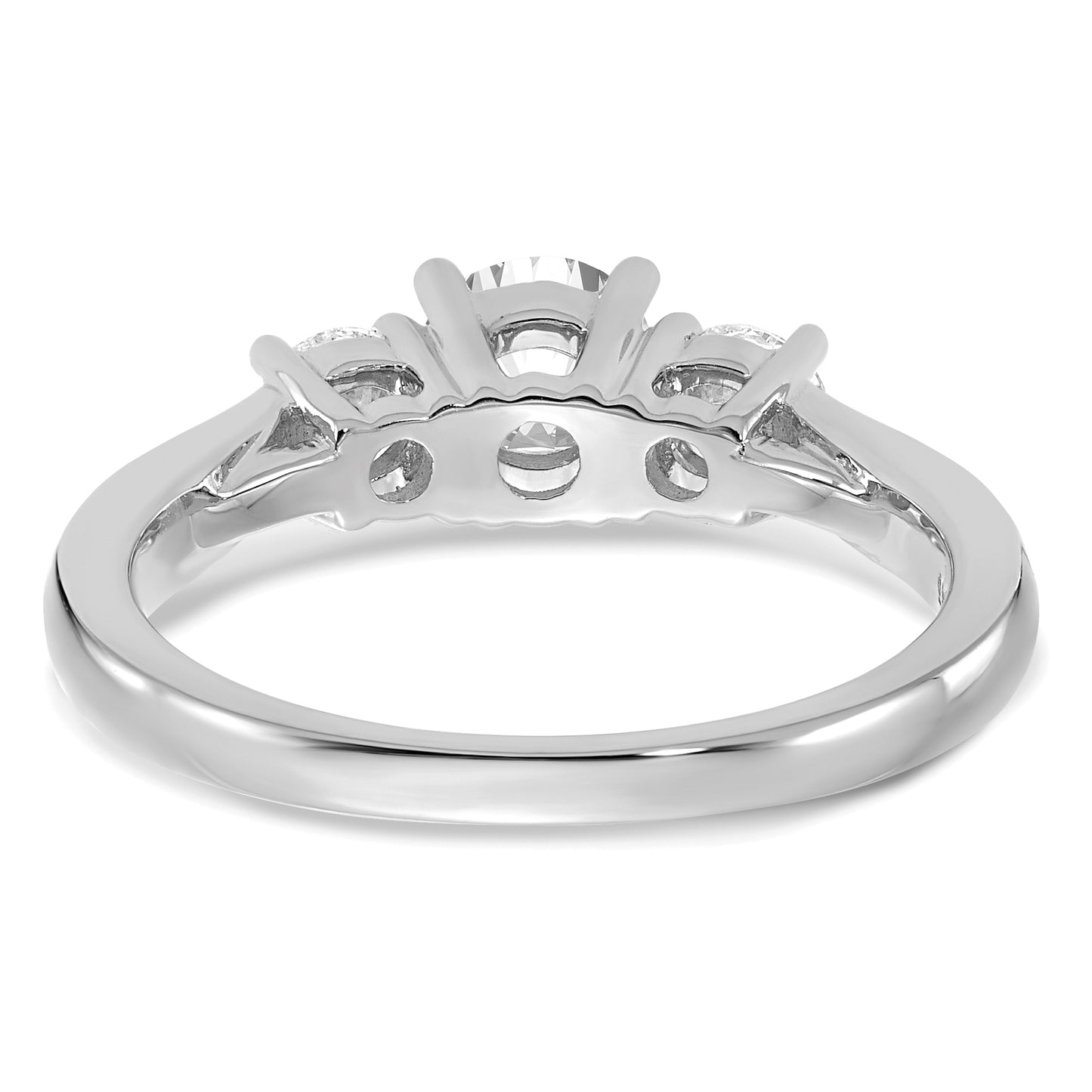 14k White Gold 3/4 Ct. Lab Grown Diamond VS/SI+ G+ 3/4 Ct. Center Round Three Stone Engagement Ring