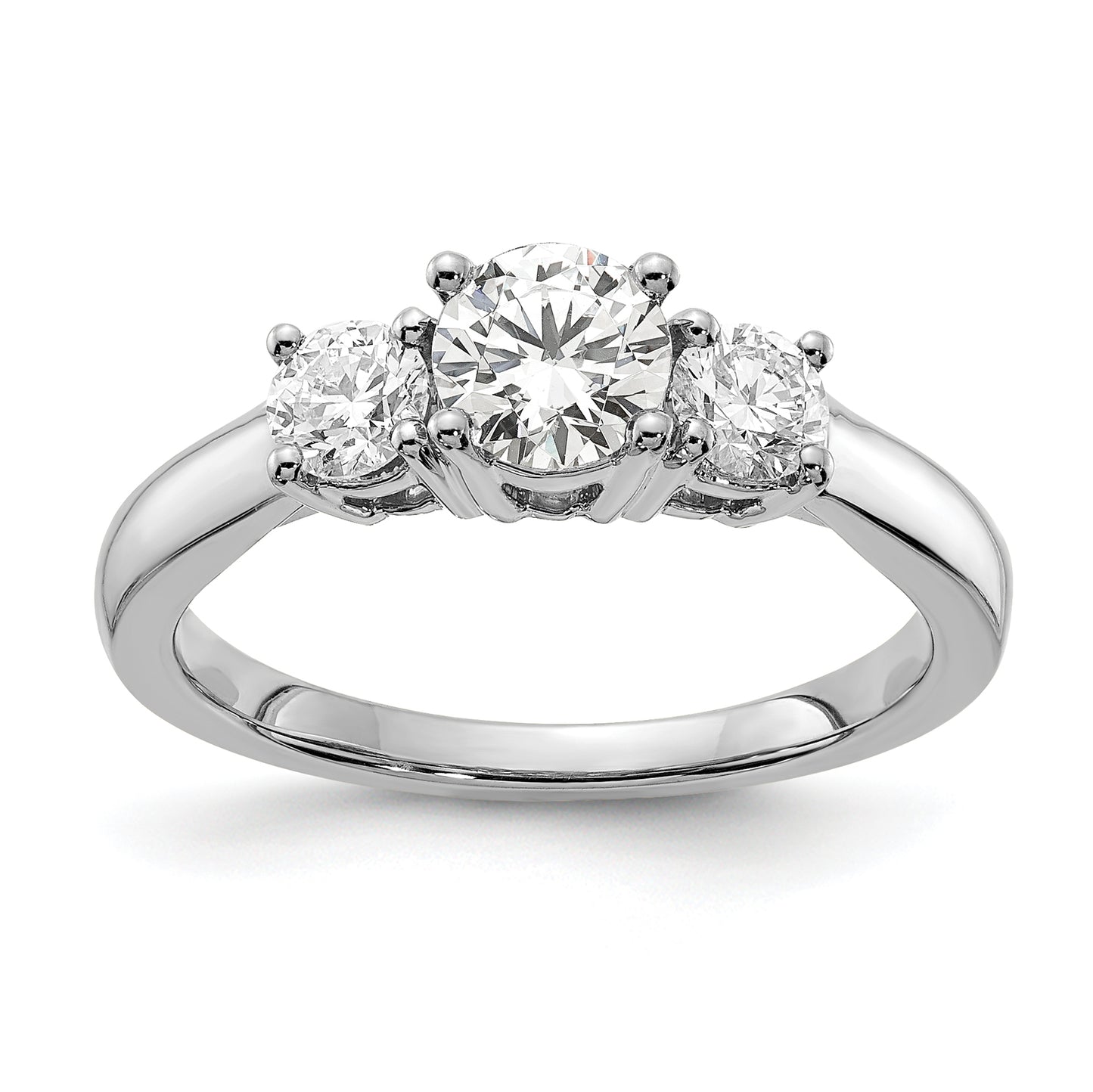 14k White Gold 1/2 Ct. Lab Grown Diamond VS/SI+ G+ 1/2 Ct. Center Round Three Stone Engagement Ring