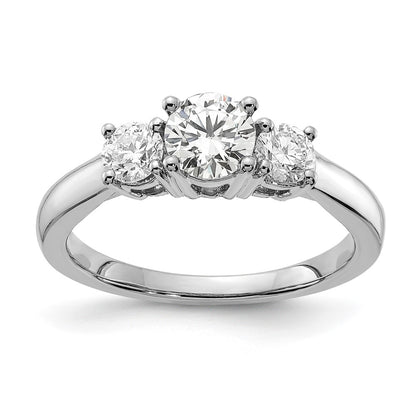 14k White Gold 1/2 Ct. Lab Grown Diamond VS/SI+ G+ 1/2 Ct. Center Round Three Stone Engagement Ring