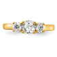 14k Yellow Gold 1 Ct. Lab Grown Diamond VS/SI+ G+ Round Three Stone Engagement Ring