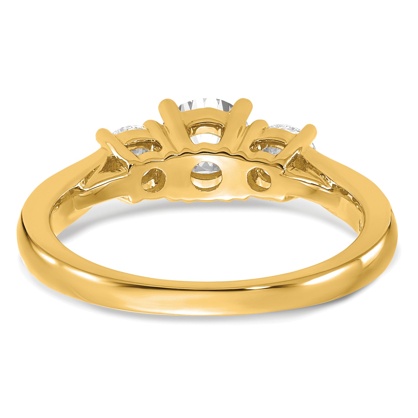 14k Yellow Gold 1/2 Ct. Lab Grown Diamond VS/SI+ G+ 1/2 Ct. Center Round Three Stone Engagement Ring