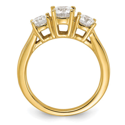 14k Yellow Gold 1 1/2 Ct. Lab Grown Diamond VS/SI+ G+ Round Complete Three Stone Engagement Ring