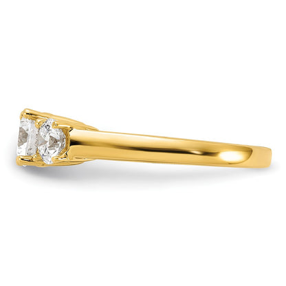 14k Yellow Gold 1 1/2 Ct. Lab Grown Diamond VS/SI+ G+ Round Complete Three Stone Engagement Ring