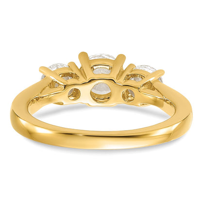 14k Yellow Gold 1 1/2 Ct. Lab Grown Diamond VS/SI+ G+ Round Complete Three Stone Engagement Ring