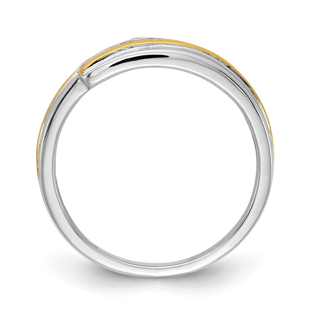 0.33ct. CZ Solid Real 14k White & Yellow Gold Men's Ring
