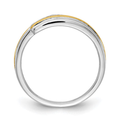 0.33ct. CZ Solid Real 14k White & Yellow Gold Men's Ring