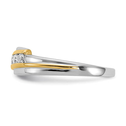 0.33ct. CZ Solid Real 14k White & Yellow Gold Men's Ring