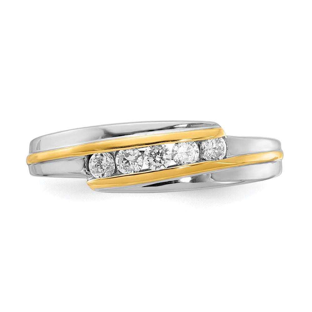 0.33ct. CZ Solid Real 14k White & Yellow Gold Men's Ring