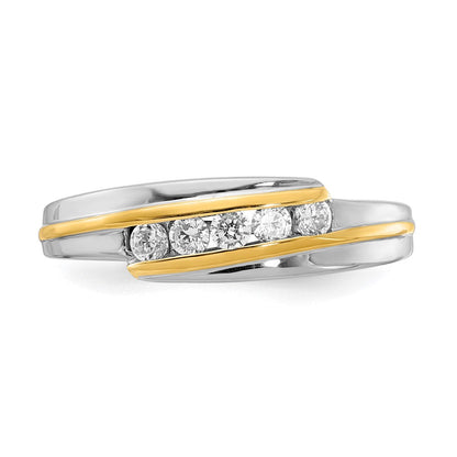 0.33ct. CZ Solid Real 14k White & Yellow Gold Men's Ring