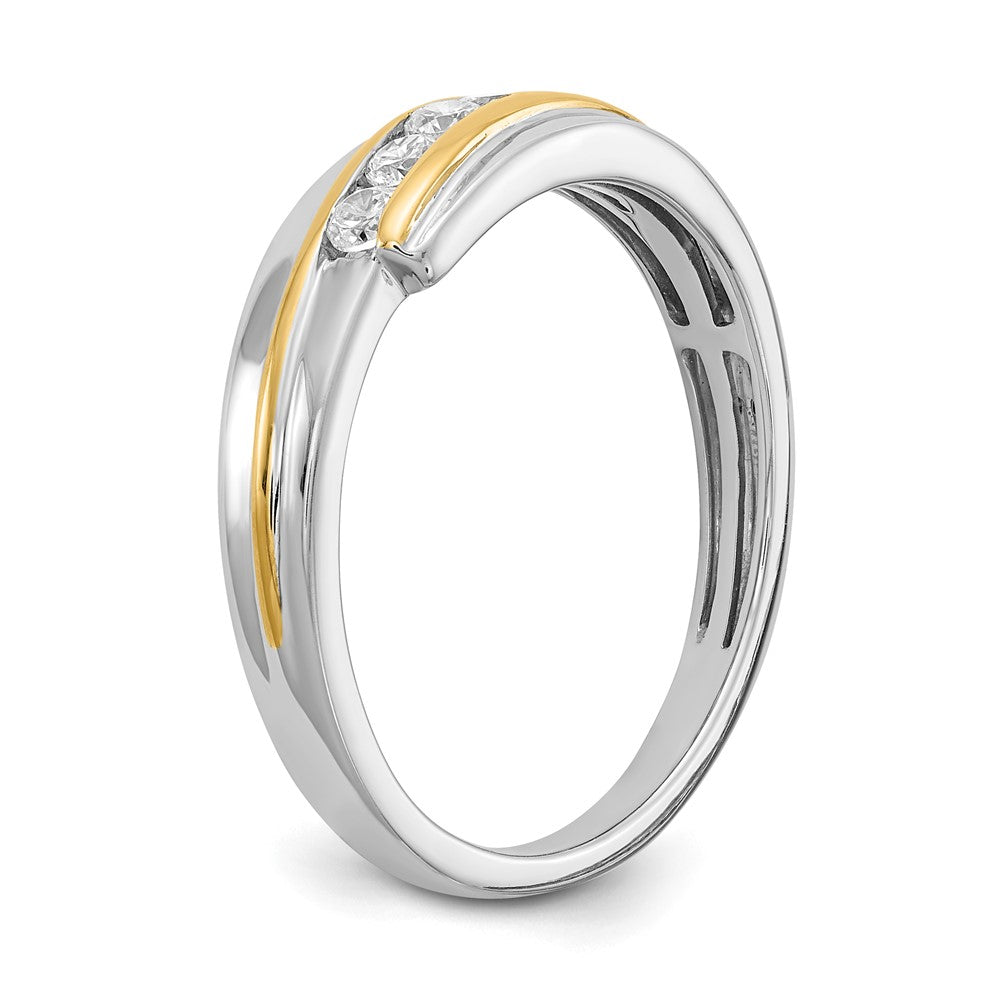 0.33ct. CZ Solid Real 14k White & Yellow Gold Men's Ring