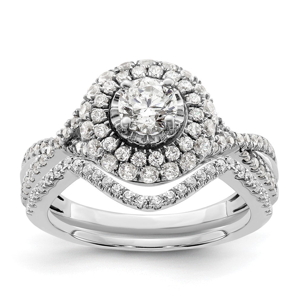 14K White Gold Eternal Promise Lab Grown VS/SI+ G+ Dia Halo Complete Ring