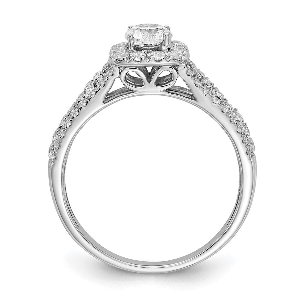 10k White Gold 1 Ct. Lab Grown Diamond VS/SI+ G+ Round Halo Engagement Ring