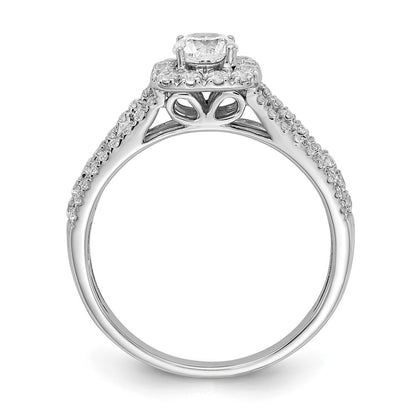 10k White Gold 1 Ct. Lab Grown Diamond VS/SI+ G+ Round Halo Engagement Ring