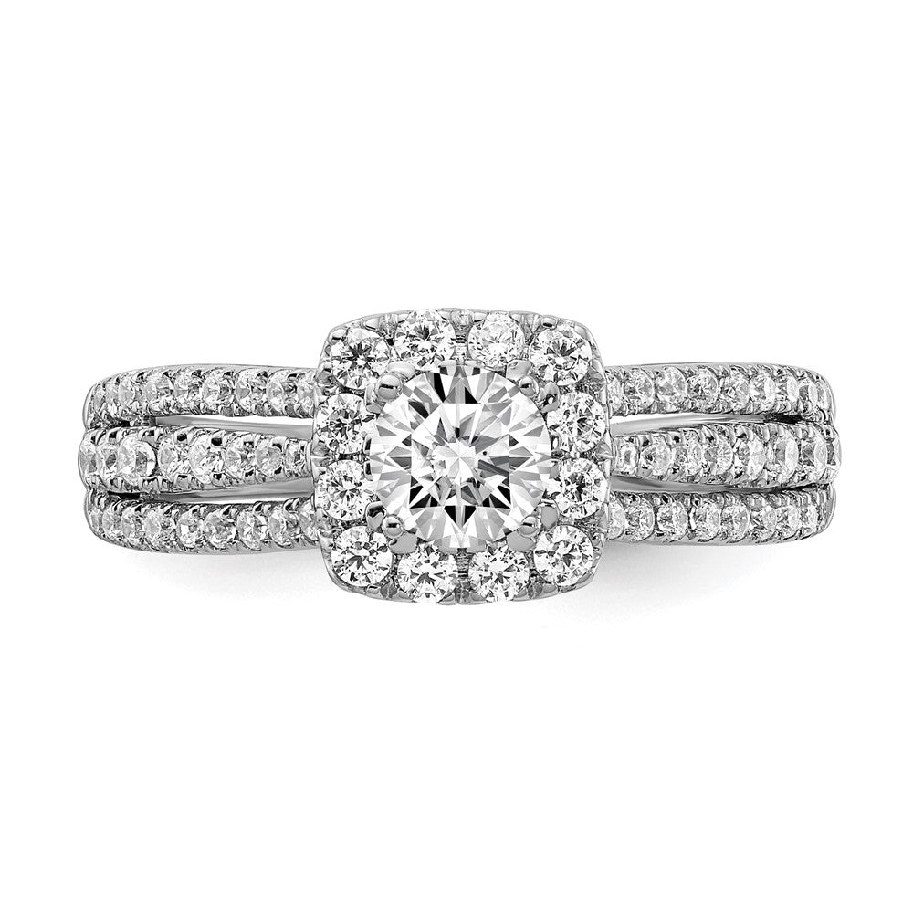 10k White Gold 1 Ct. Lab Grown Diamond VS/SI+ G+ Round Halo Engagement Ring