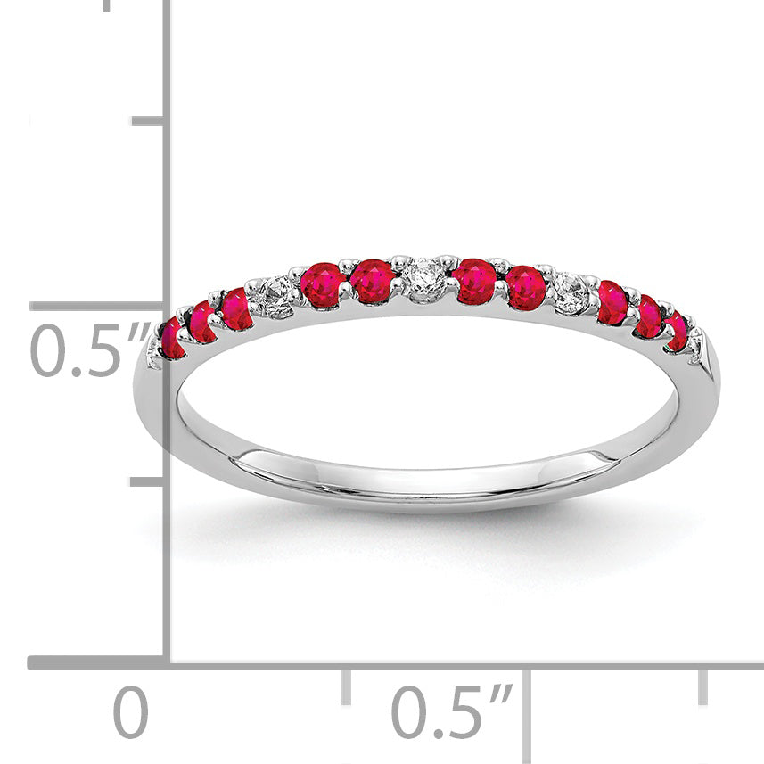 10K White Gold Diamond And Ruby Band