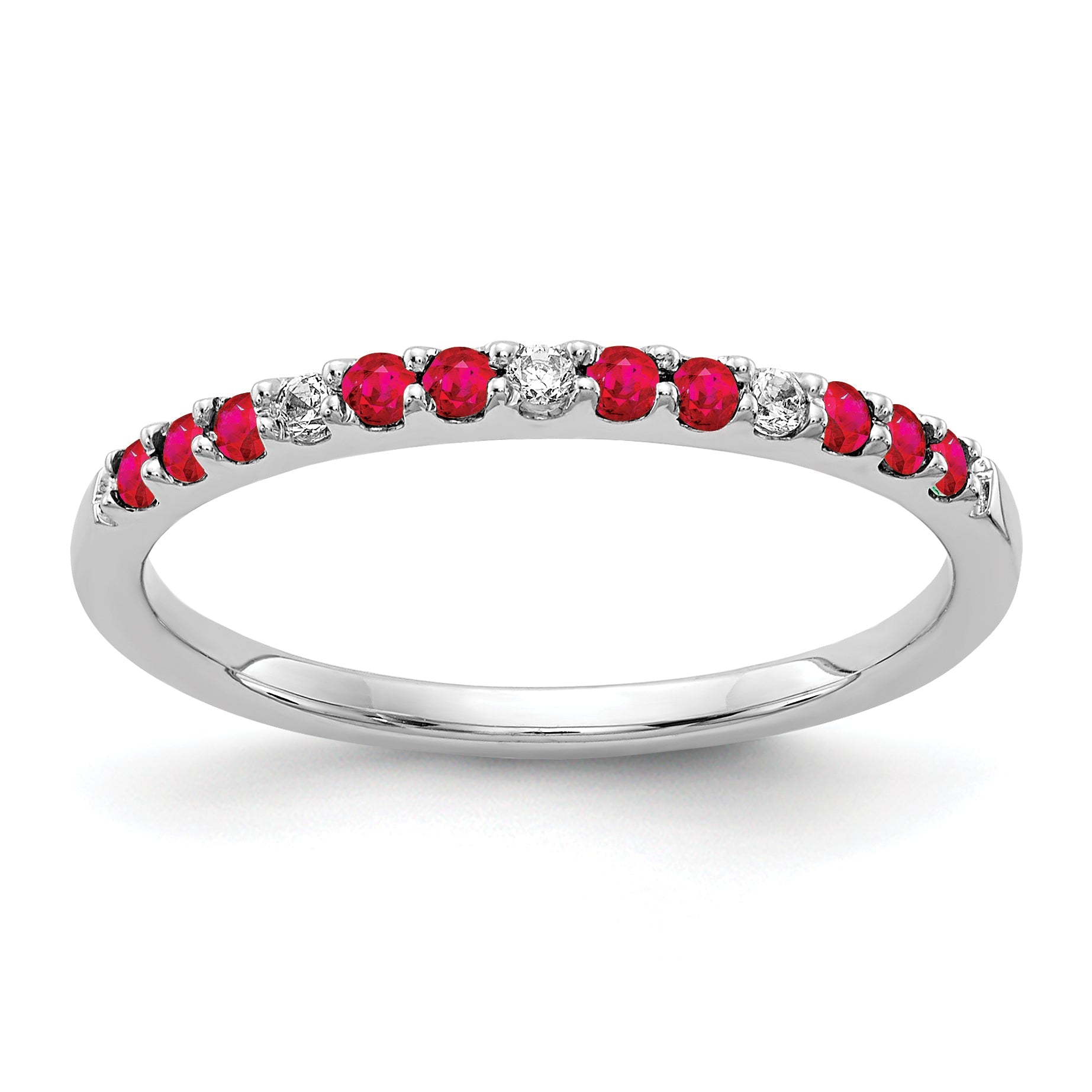 10K White Gold Diamond And Ruby Band
