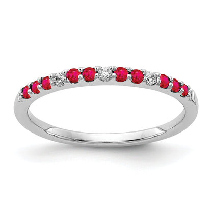 10K White Gold Diamond And Ruby Band