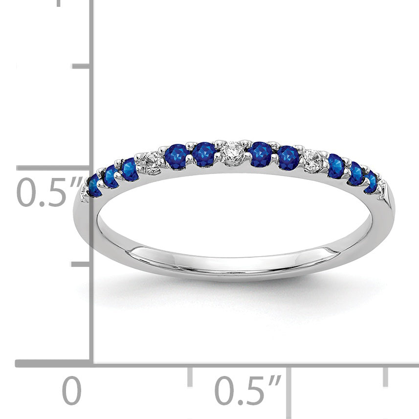 10K White Gold Diamond And Sapphire Band
