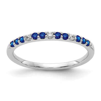 10K White Gold Diamond And Sapphire Band