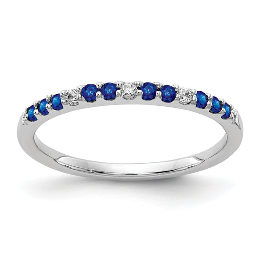 10K White Gold Diamond And Sapphire Band