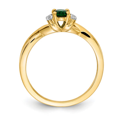 10K Yellow Gold 10K Diamond And Oval Emerald Ring