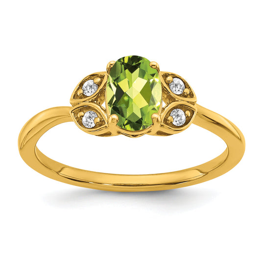 10K Yellow Gold Peridot And Diamond Ring