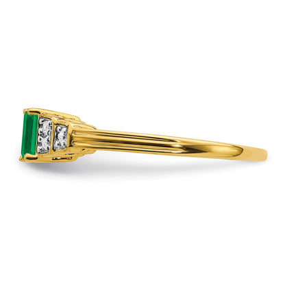 10K Yellow Gold 10K Emerald And Diamond Ring