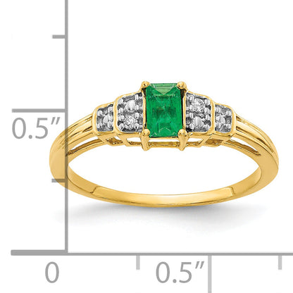 10K Yellow Gold 10K Emerald And Diamond Ring