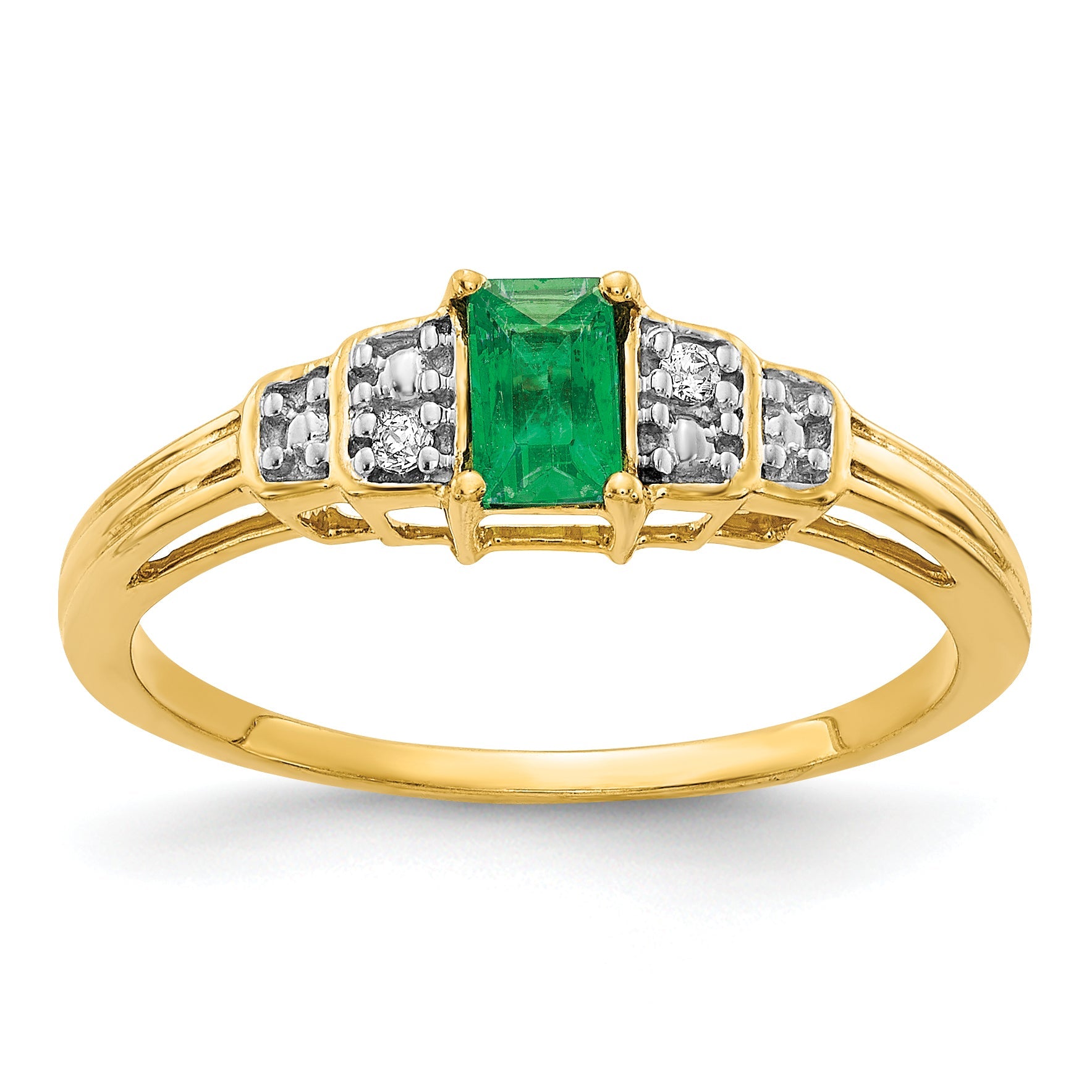 10K Yellow Gold 10K Emerald And Diamond Ring