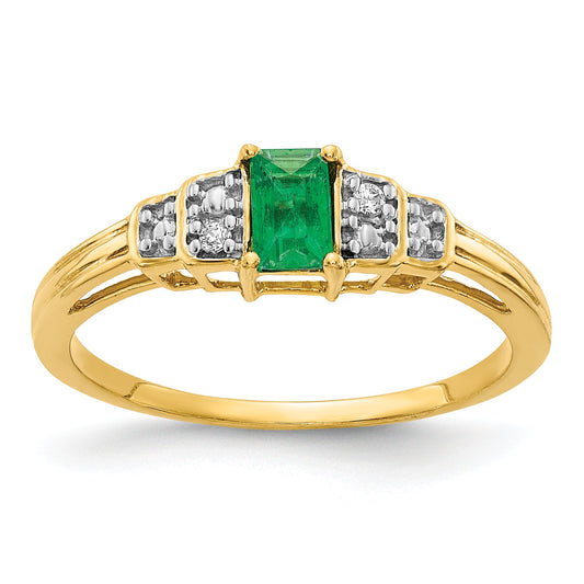 10K Yellow Gold 10K Emerald And Diamond Ring