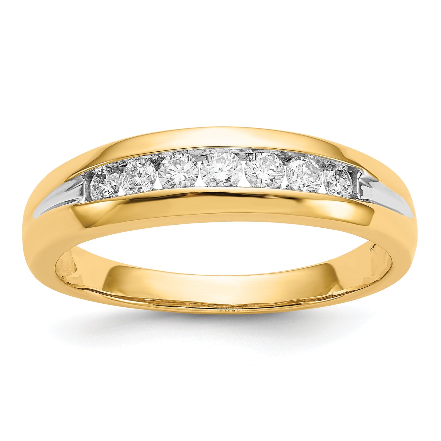 14k Yellow Gold with White Rhodium 1/3 Ct. Lab Grown Diamond VS/SI+ G+ Seven Stone Men's Ring