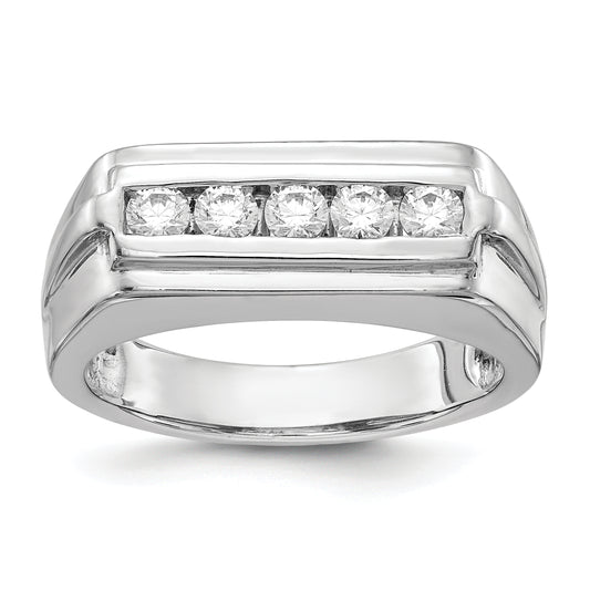 14K White Gold Lab Grown VS/SI+ G+ Diamond 5-stone Men's Ring