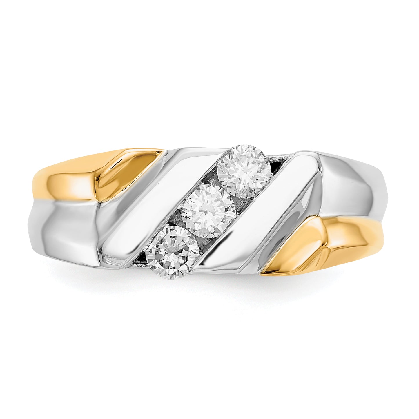 14k Two-tone Two Tone 1/2 Ct. Lab Grown Diamond VS/SI+ G+ Three Stone Men's Ring