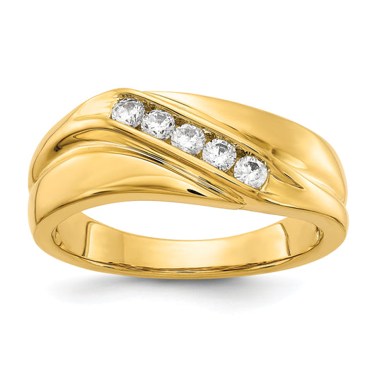 14k Yellow Gold 1/3 Ct. Lab Grown Diamond VS/SI+ G+ Five Stone Men's Ring