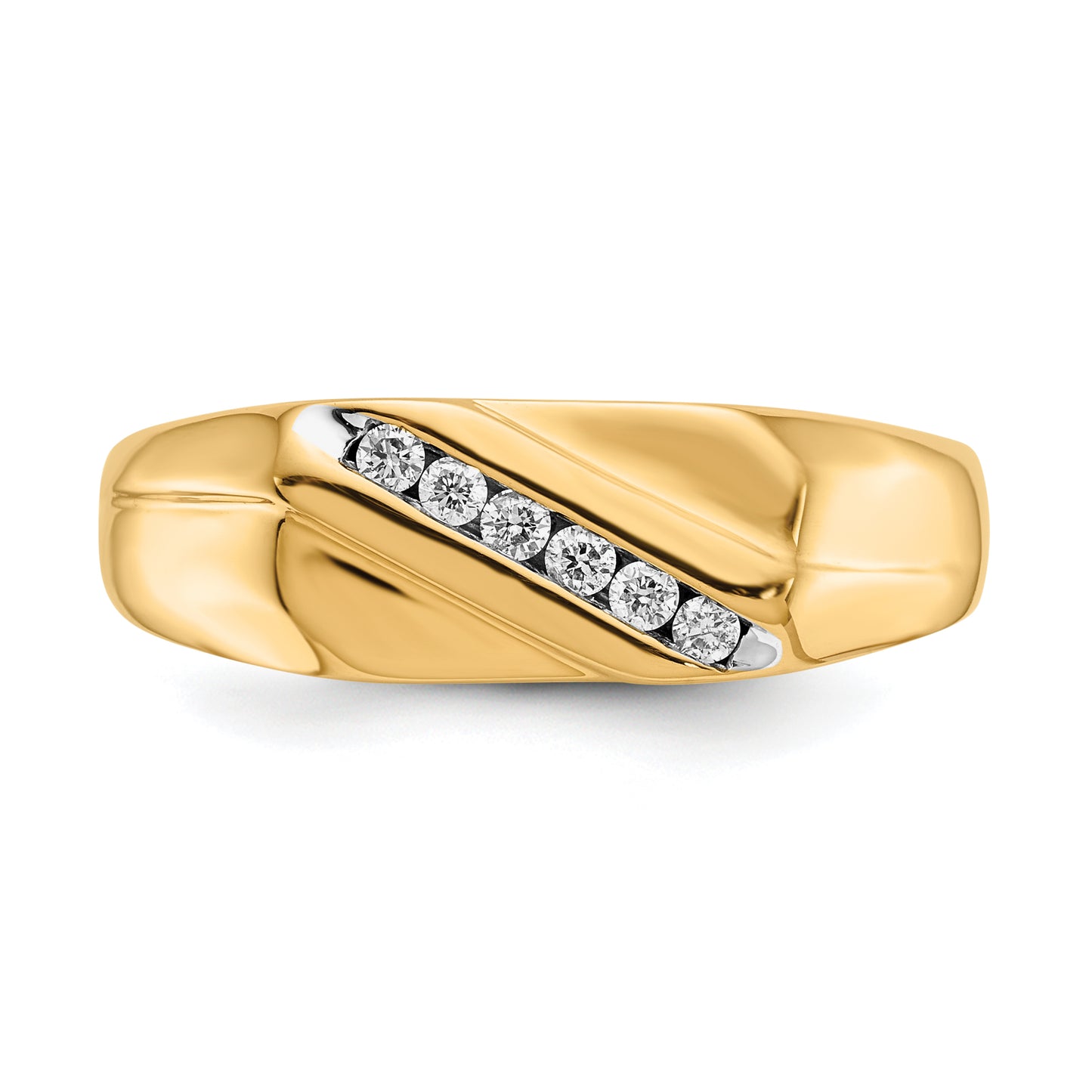 14k Yellow Gold White 1/8 Ct. Lab Grown Diamond VS/SI+ G+ Six Stone Men's Ring