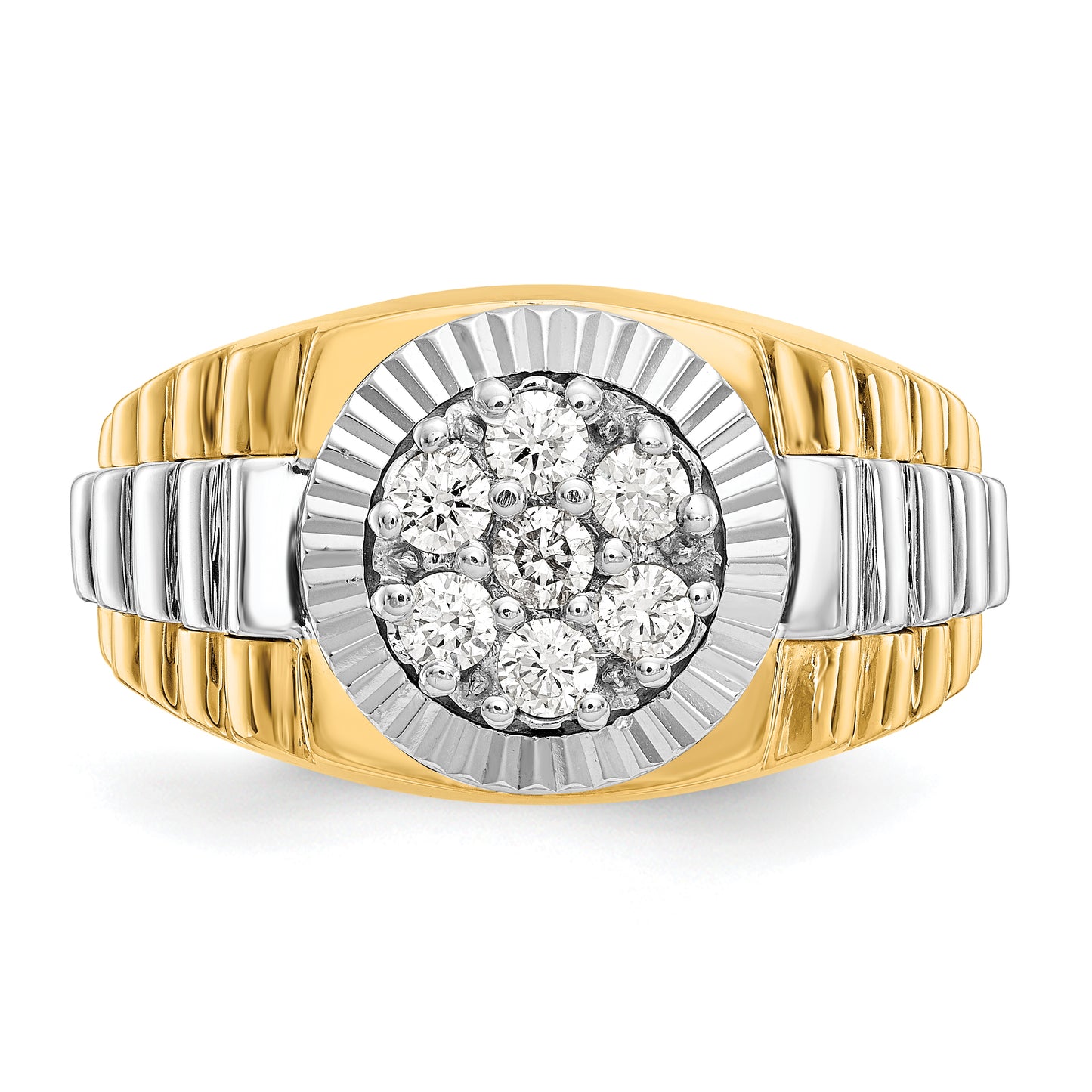 14k Two-Tone 1/2 Ct. Lab Grown Diamond VS/SI+ G+ Ridged Men's Ring