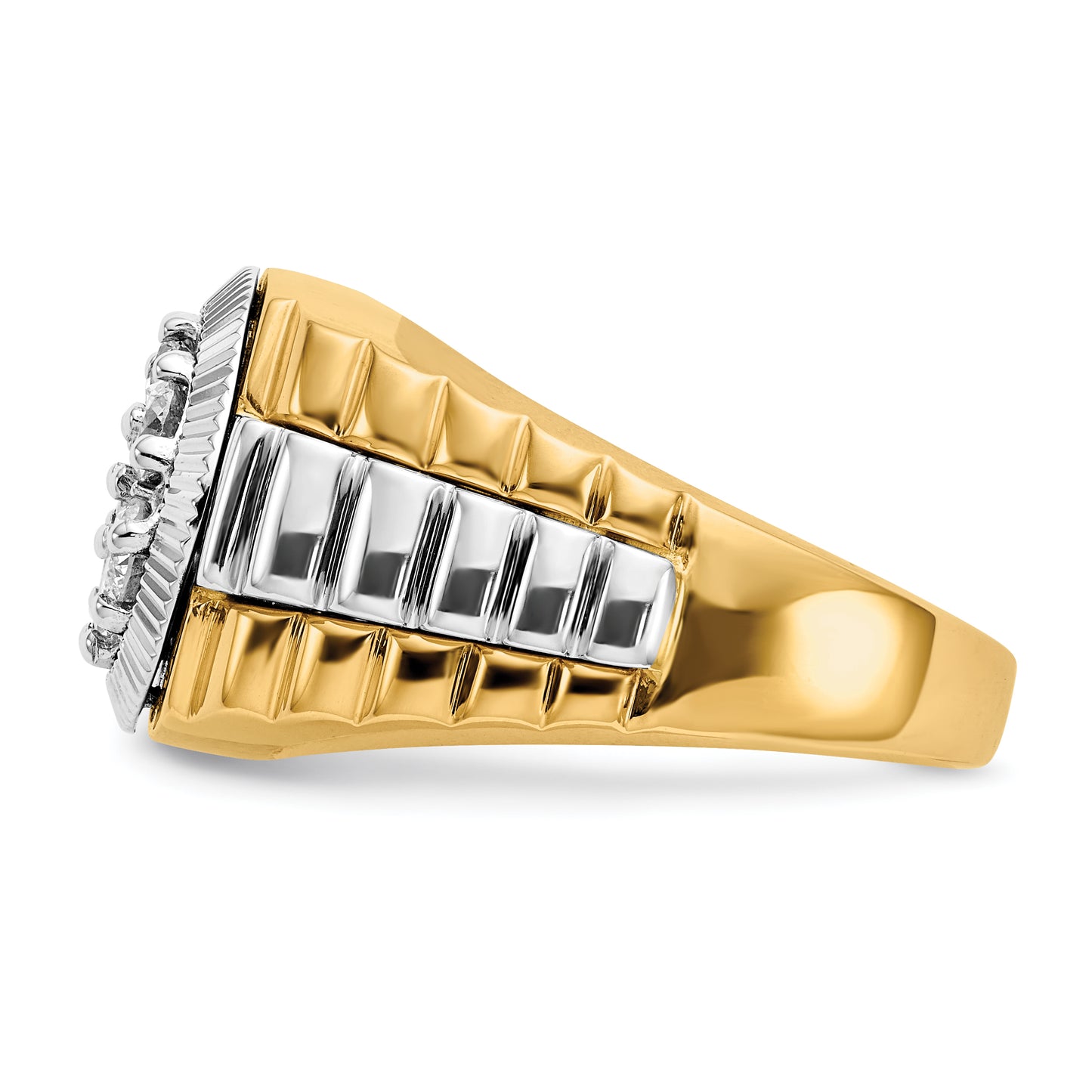 14k Two-Tone 1 Ct. Lab Grown Diamond VS/SI+ G+ Ridged Men's Ring