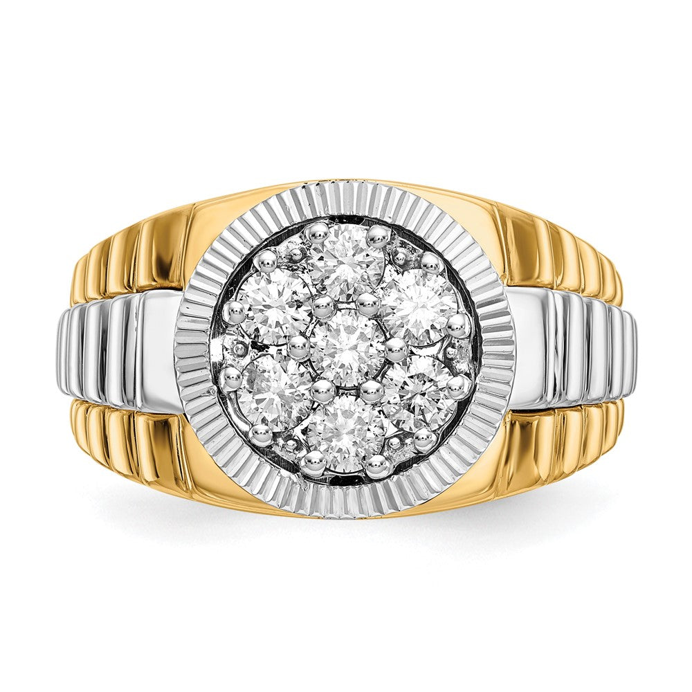 14k Two-Tone 1 Ct. Lab Grown Diamond VS/SI+ G+ Complete Ridged Men's Ring