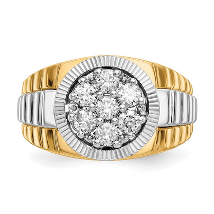 14k Two-Tone 1 Ct. Lab Grown Diamond VS/SI+ G+ Complete Ridged Men's Ring