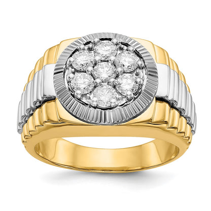 14k Two-Tone 1 Ct. Lab Grown Diamond VS/SI+ G+ Complete Ridged Men's Ring